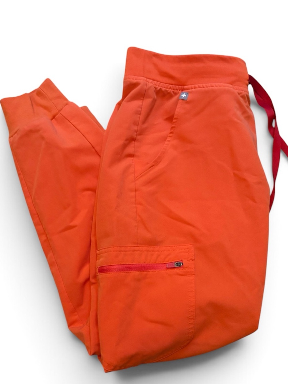 FIGS Bright Orange Joggers with Red Drawstring